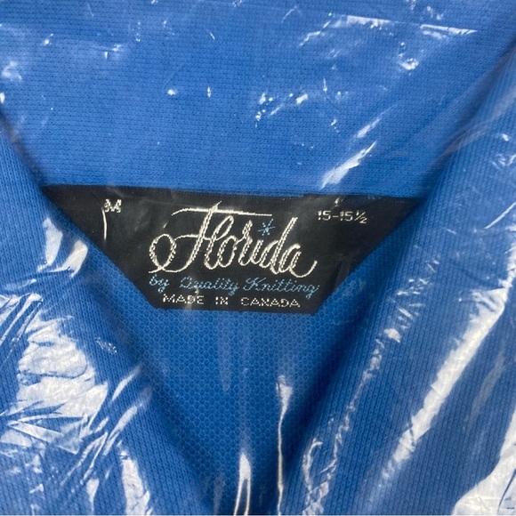 Vintage Florida Permastay Lisle Cotton Shirt Men’s Medium 15-15.5 Blue - Picture 3 of 7